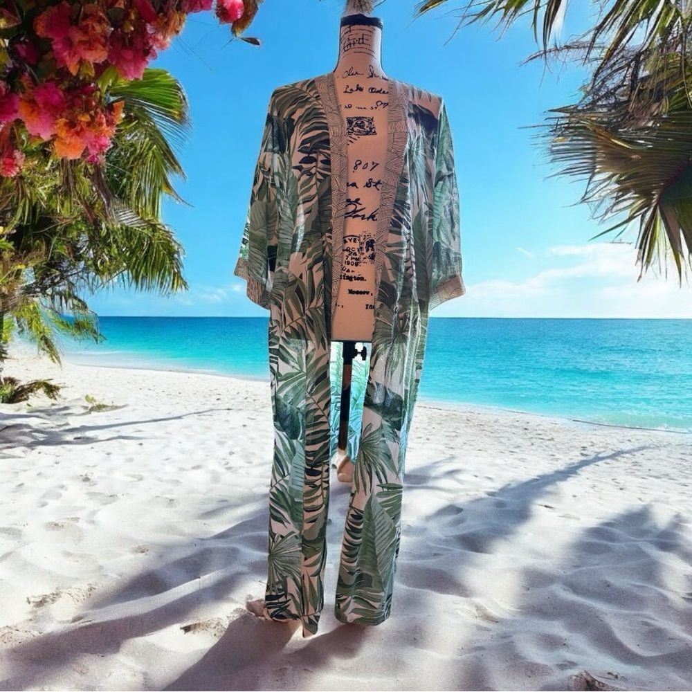 Ripcurl Waterfall Front Kimono Tropical Beach Cover Up Size Small